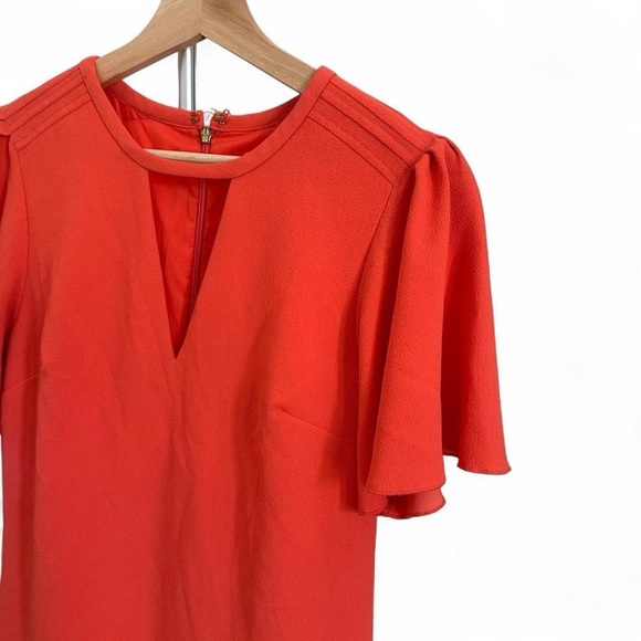 Trina Turk Orange Coral Flutter Sleeve Shift Dress 2 - Picture 3 of 6